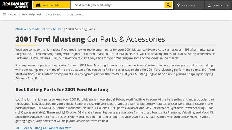 2001 Ford Mustang Car Parts 2001 ford mustang parts