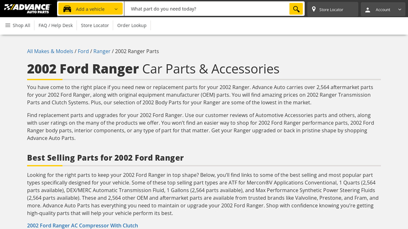 2002 Ford Ranger Car Parts 02 ford ranger parts