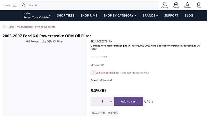 2003 ford 6.0 oil filter part number