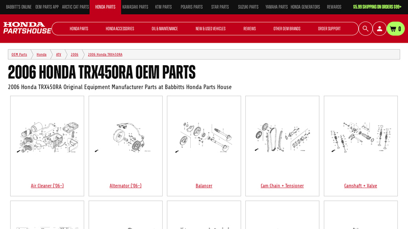 2006 Honda TRX450RA OEM Parts honda trx450r parts