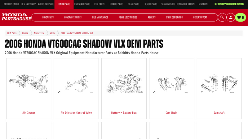 2006 Honda VT600CAC SHADOW VLX OEM Parts honda shadow 600 parts