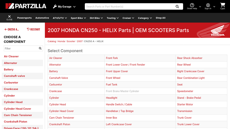 2007 HONDA CN250 - HELIX Parts honda helix parts