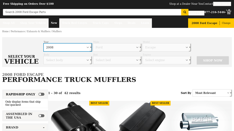 2008 Ford Escape Performance Truck Mufflers 2008 ford escape exhaust parts