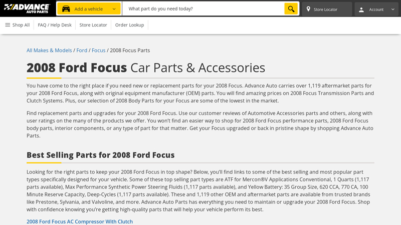 2008 Ford Focus Car Parts 2008 ford focus parts