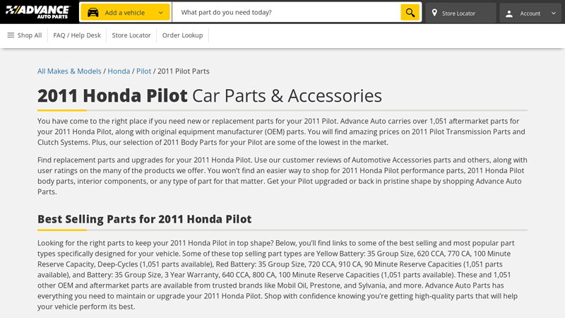 2011 Honda Pilot Car Parts 2011 honda pilot parts