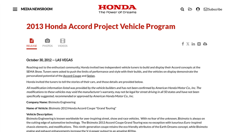 2013 Honda Accord Project Vehicle Program 2013 honda accord parts