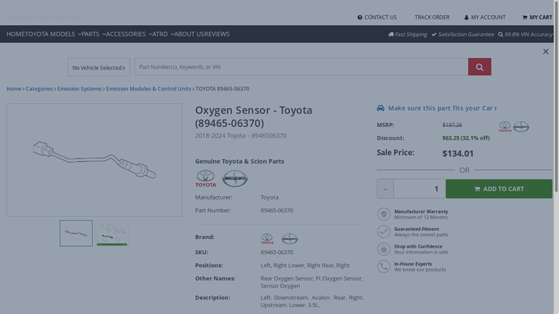 2018-2024 Toyota Oxygen Sensor 89465-06370 toyota parts 89465