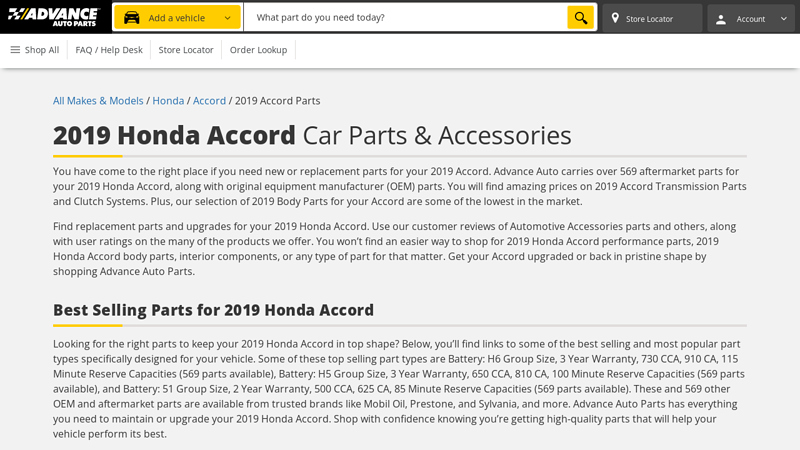 2019 Honda Accord Car Parts 2019 honda accord parts