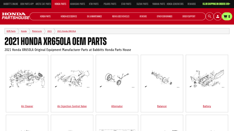 2021 Honda XR650LA OEM Parts honda xr parts