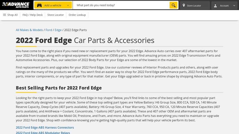 2022 Ford Edge Car Parts ford edge auto parts