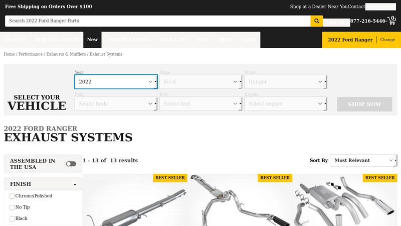 2022 Ford Ranger Exhaust Systems ford ranger exhaust parts