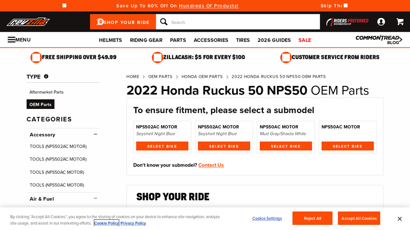 2022 Honda Ruckus 50 NPS50 OEM Parts honda ruckus parts