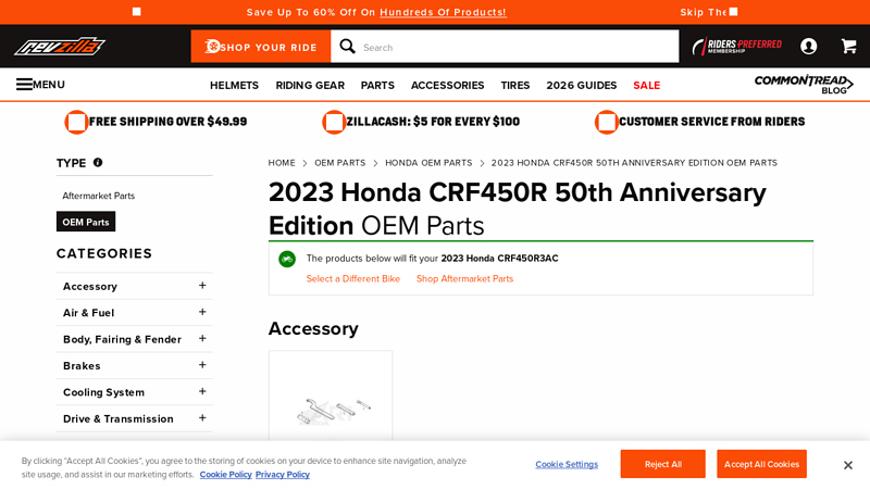 2023 Honda CRF450R 50th Anniversary Edition OEM Parts honda 450r parts