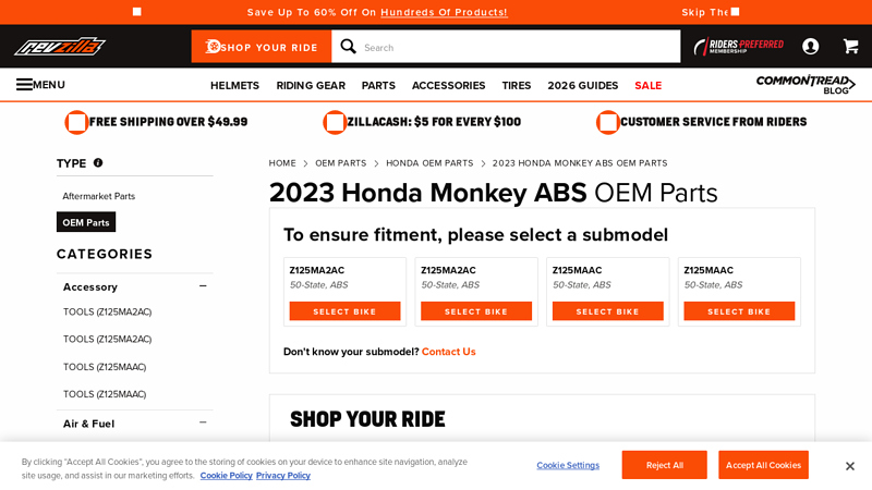 2023 Honda Monkey ABS OEM Parts Finder & Fiche Lookup honda monkey parts