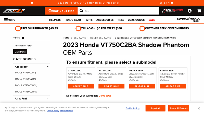 2023 Honda VT750C2BA Shadow Phantom OEM Parts honda shadow 750 parts
