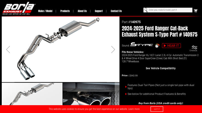 2024 ford ranger exhaust parts