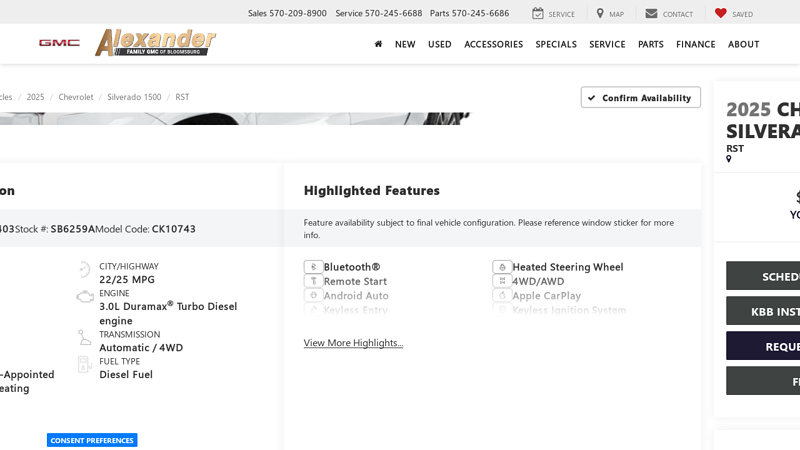 2025 Chevrolet Silverado 1500 RST Bloomsburg ,PA PA advance auto parts bloomsburg pa