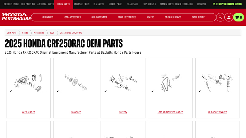 2025 Honda CRF250RAC OEM Parts honda crf parts