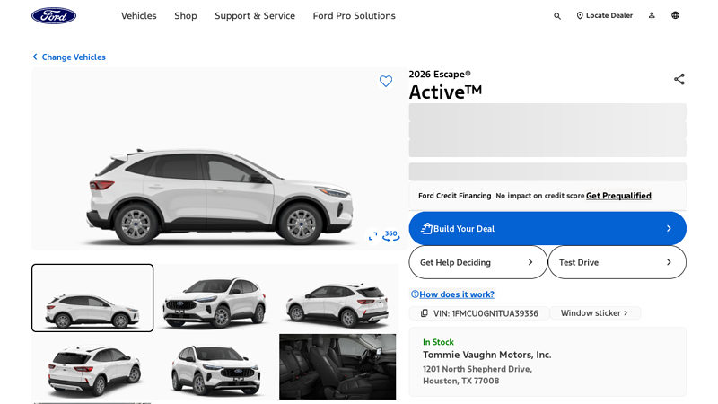 2026 Ford Escape® Active™ tommie vaughn ford parts