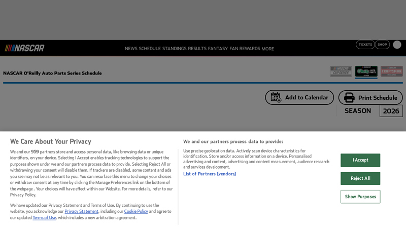 2026 NASCAR O'Reilly Auto Parts Series Schedule oreillys auto parts concord