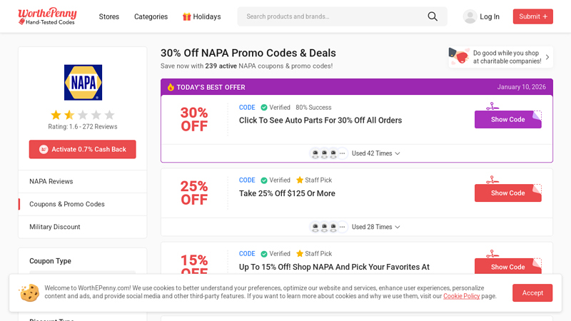 30% Off NAPA Promo Codes & Deals napa auto parts discount code