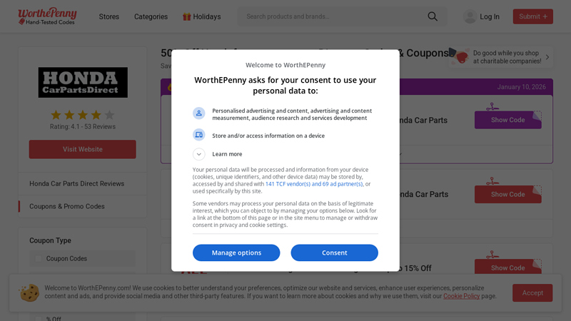 50% Off Hondafactoryparts.com Discount Codes & Coupons car parts discount code