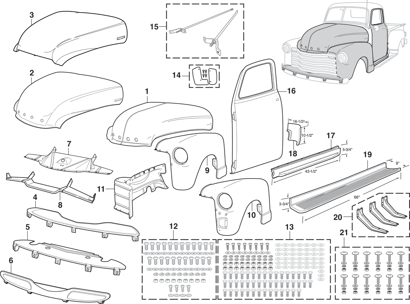 51 Chevrolet Truck Parts guide