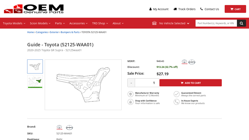 52125-WAA01 - Guide - 2020-2025 Toyota GR Supra control arm mk5 supra toyota parts