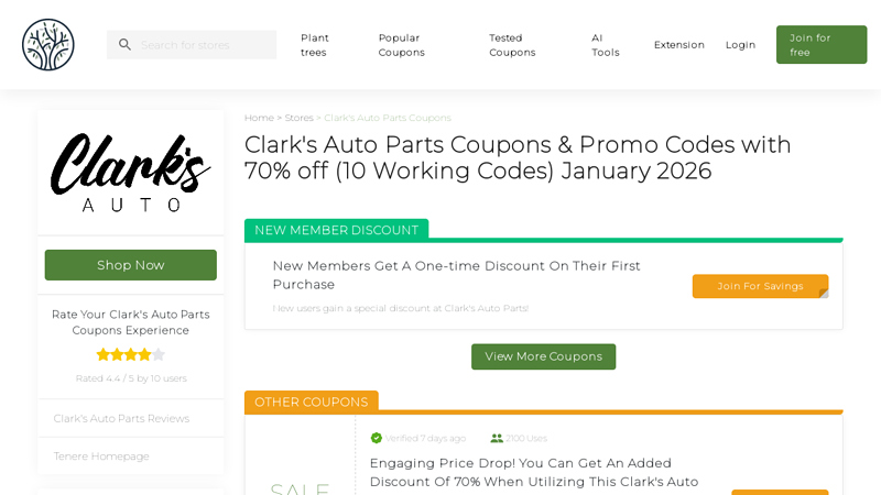 70% OFF Clark's Auto Parts Coupon Codes clarks discount auto parts