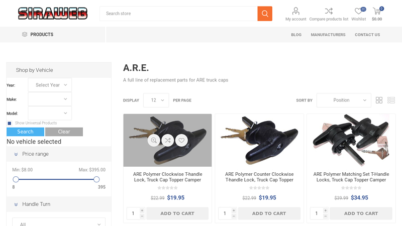 A full line of replacement parts for ARE truck caps are truck cap parts