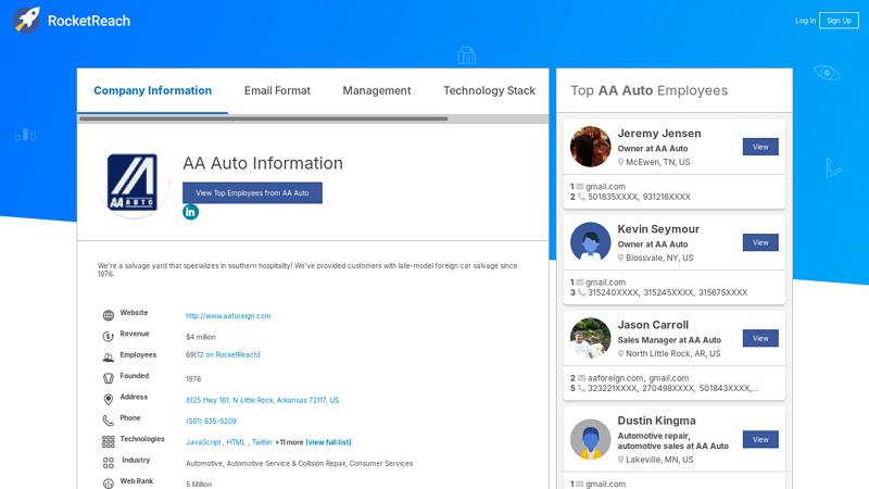 AA Auto Information aa auto parts
