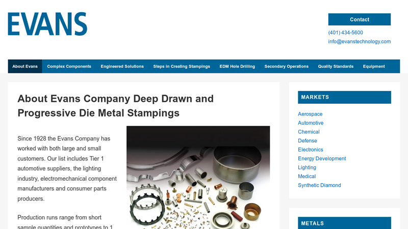 About Evans Company Deep Drawn and Progressive Die Metal ... evans auto parts