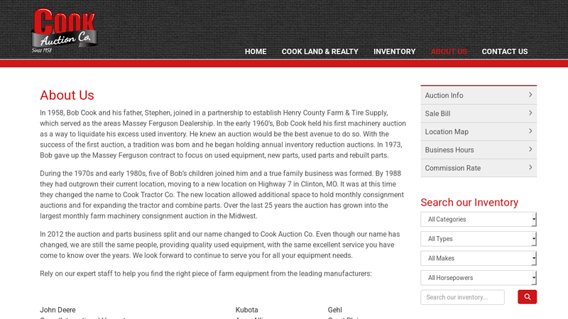 About Us cook tractor parts