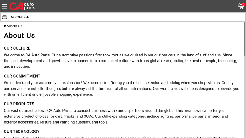 About Us ca auto parts