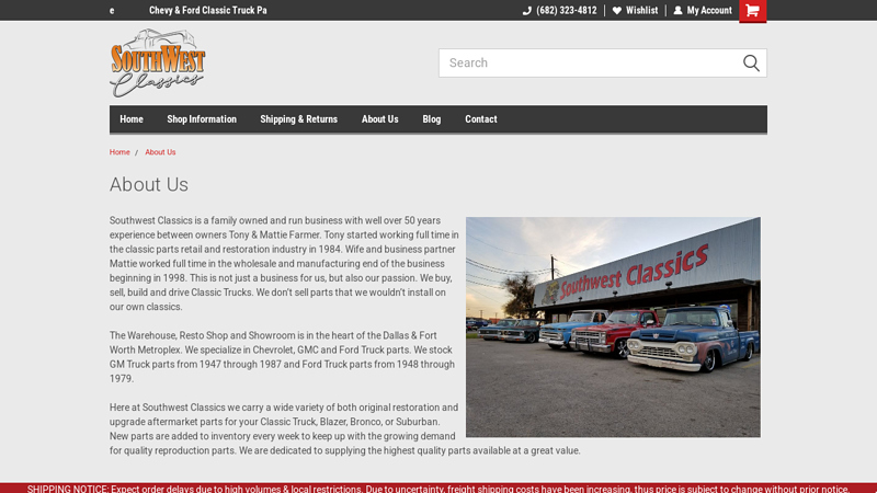 About Us tony's classic auto parts