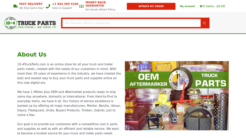 About Us 10/4 truck parts