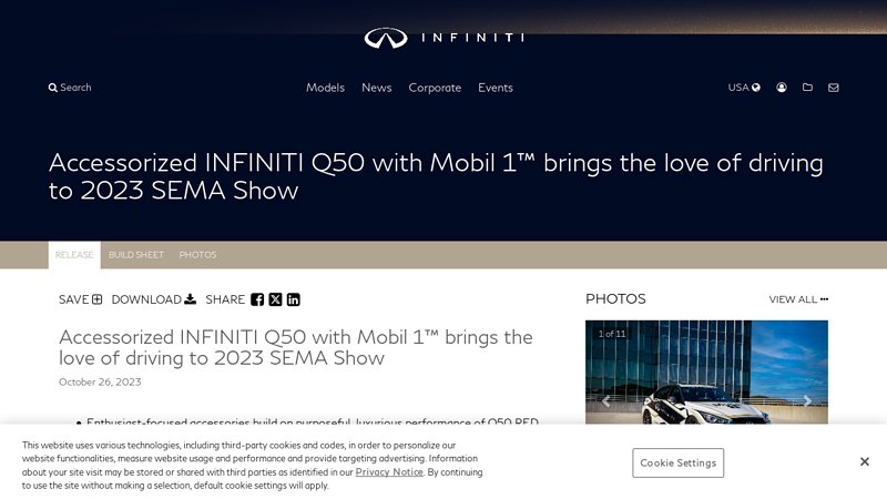 Accessorized INFINITI Q50 with Mobil 1™ brings the love of driving ... q50 car parts