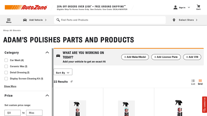 Adam's Polishes Parts and Products adams auto parts