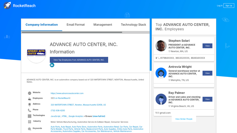 ADVANCE AUTO CENTER, INC. Information advance auto parts watertown