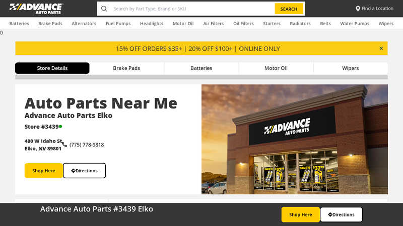 Advance Auto Parts 480 W Idaho St in Elko, NV. Visit us for quality ... auto parts elko nv