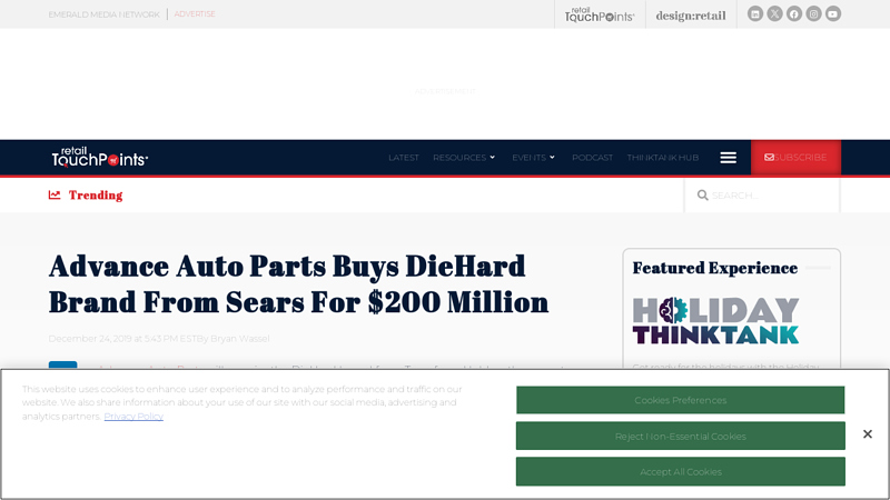 Advance Auto Parts Buys DieHard Brand From Sears For $200 Million advance auto parts liberty ny