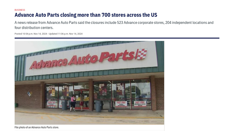 Advance Auto Parts closing more than 700 stores across the US advance auto parts wilmington
