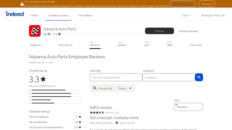 Advance Auto Parts Employee Reviews advance auto parts ebensburg pa