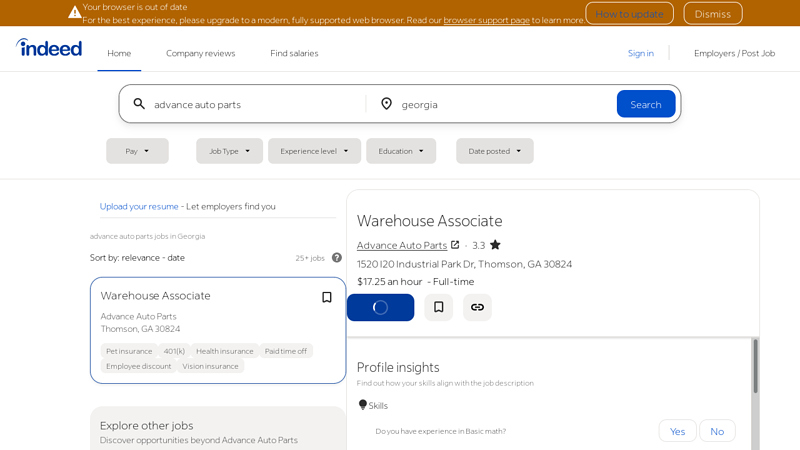 Advance Auto Parts Jobs, Employment in Georgia advance auto parts keene nh