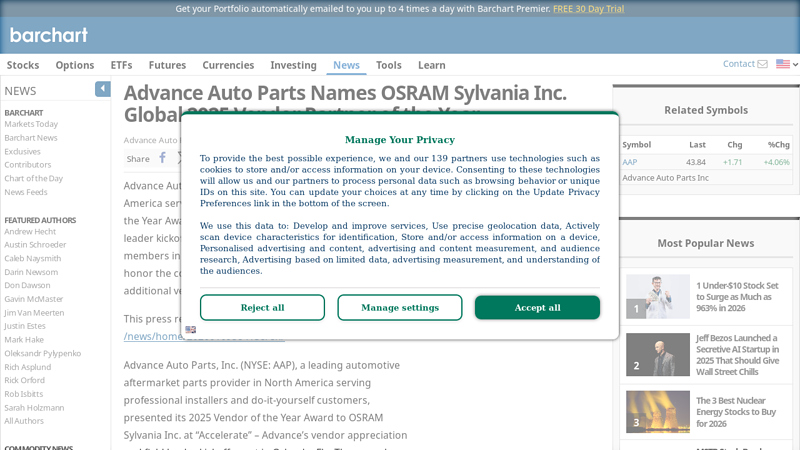 Advance Auto Parts Names OSRAM Sylvania Inc. Global 2025 ... parts pro advance auto