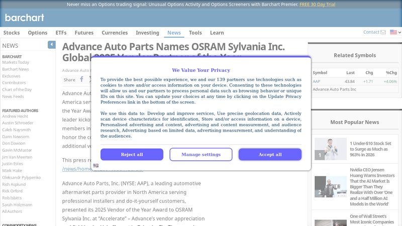 Advance Auto Parts Names OSRAM Sylvania Inc. Global 2025 ... advance auto parts delivery