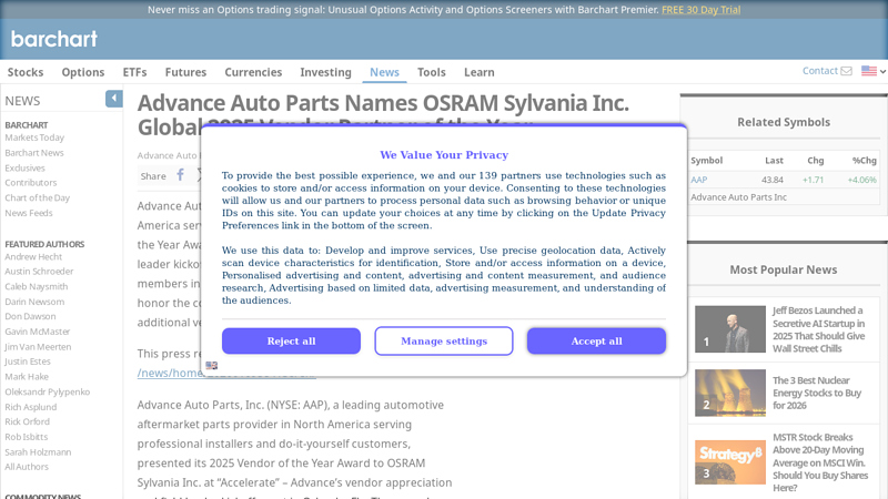 Advance Auto Parts Names OSRAM Sylvania Inc. Global 2025 ... advace auto parts