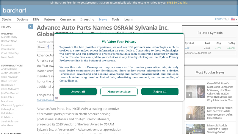 Advance Auto Parts Names OSRAM Sylvania Inc. Global 2025 ... advance auto parts rewards