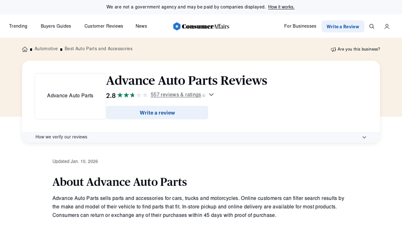 Advance Auto Parts Reviews advance discount auto parts