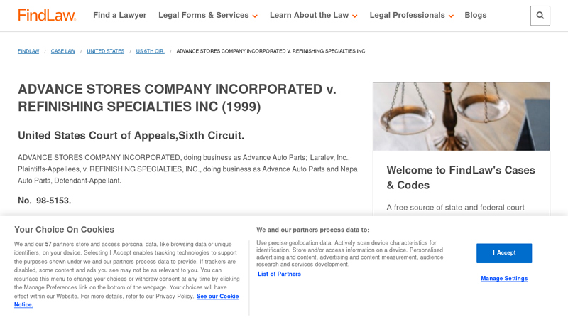 ADVANCE STORES COMPANY INCORPORATED v. REFINISHING ... advance auto parts paintsville